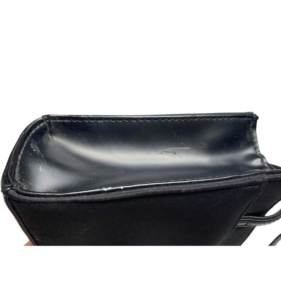 Black Mini Structured Shoulder Bag Gold Hardware Faux Leather Purse Handbag - Picture 3 of 16